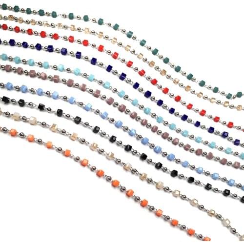 1 Meter Square Quartzs Crystal Handmade Copper Chain for Jewelry Making Findings DIY Necklace Bracelet Accessories