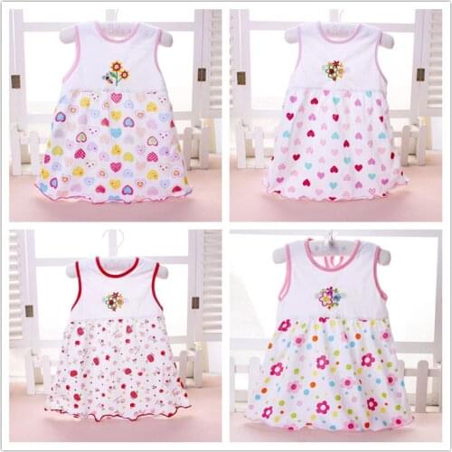 Summer Baby Girls Sleeveless Princess Floral Dress Fashion Dresses Random Color