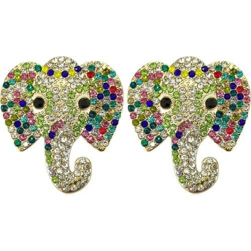 MANILAI Bohemia Cute Animal Multicolor Crystal Elephant Stud Earrings Vintage Women Girls Rhinestones Earrings Bijoux Jewelry