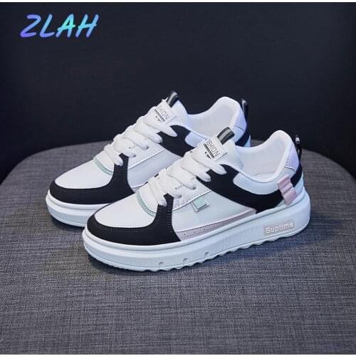 New Style Ladies Sports Shoes PU Leather Casual Shoes Zlah Comfortable Running Shoes Tennis Shoes Ladies Vulcanized Shoes