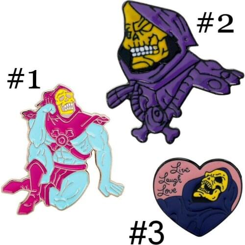 He-Man and the Masters of the Universe Brooch Skull Skeletor brooch pin Heart Shape Enamel Pins Brooches Halloween Gifts