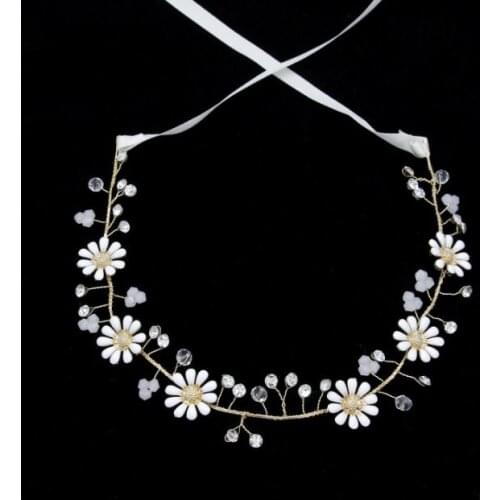 Handmade Pearls Flower Bridal Headband Tiara Crown Wedding Hair Accessories Elegant Charming Headpiece Women Party Hair Jewelry