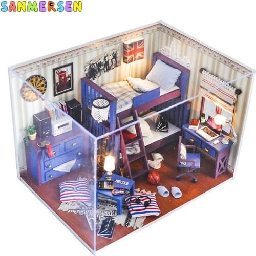 Blue Doll House Handmade Assembled Puzzle Model Toy 3D Doll House European-style Exquisite Decoration Creative Birthday Gift