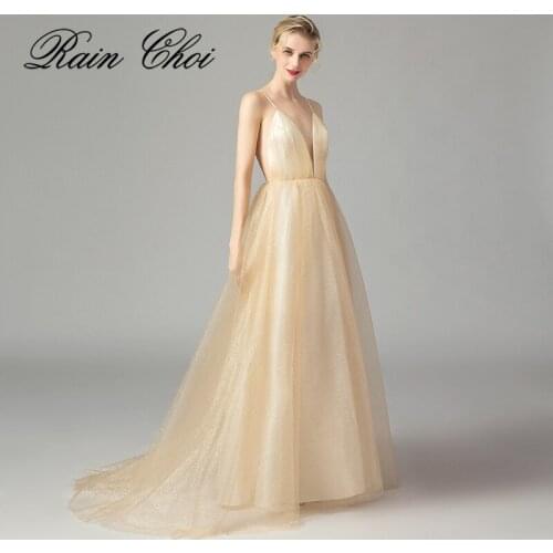 A Line Evening Dresses 2020 Floor Length Backless Party Gowns Long Formal Prom Dress