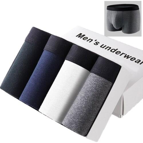4PCS/Lots Men Boxer Shorts Cotton Brethable Panties Slip Homme Underwear Boxershort Cuecas Masculina Underpants Trunks Plus Size
