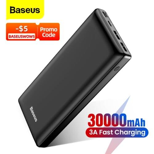 Baseus Power Bank 30000mAh Powerbank USB C Fast Poverbank For Xiaomi iPhone 12 Pro Portable External Battery Charger Pover bank