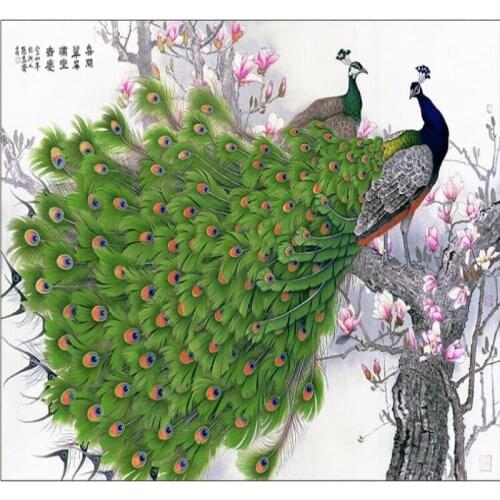 Wellyu Custom large fresco high-definition magnolia home and jade carving rich peacock TV background wall fabric wallpaper