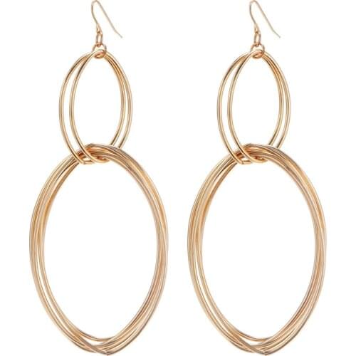 Gold Color Multis Circle Oversize Earring Set For Women Boho Wide Statement Round Drop Earring Ladies Gift Jewelry Wholesale