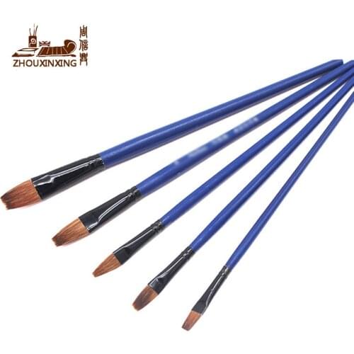 Zhouxinxing 6pcs/set horse hair level head wood rod painting pen painted watercolor pen set art supplies tools row pen