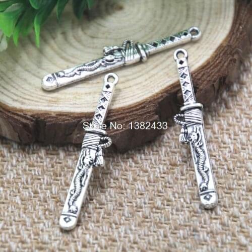 15pcs dagger Charms silver tone knife sword Charms connector 45x8mm
