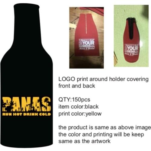 150pcs Customized LOGO Beer Bottle Holders Neoprene Stubby Beer For Beer Wine With Zipper For Bar And Restaurant