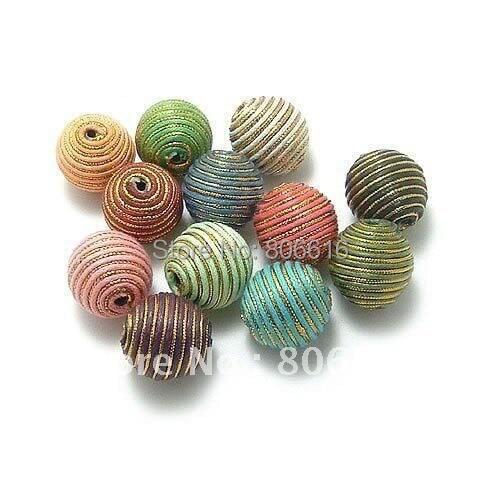 2# 20MM 50Pcs/Lot Colorful Cotton Wax Wire Acrylic Loose Beads Jewelry Accessory