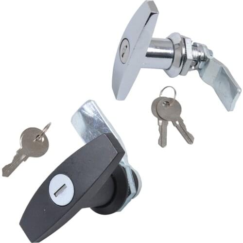 2 Pack Keyed Garage Door Lock T -Handle Assembly for Trailer Caravan RV Toolbox - Chrome+ Black