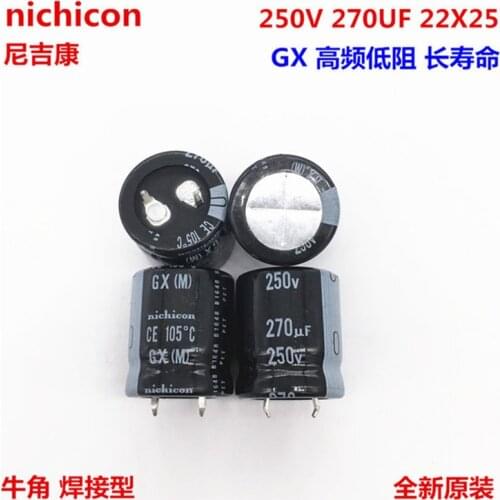 2PCS/10PCS 270uf 250v Nichicon GX 22x25mm 250V270uF Snap-in PSU Capacitor