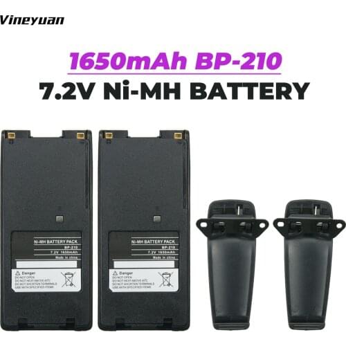 2x Pack for Icom BP-210 Two-Way Radio Battery with Clip (1650mAh 7.2V NI-MH) - for IC-F11 IC-F21 IC-V8 IC-F3GT IC-F40GT