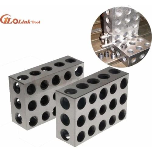 2pcs Hardened Steel 1-2-3" Blocks 0.0001" Precision Matched Machinist 123 Milling Tool 23 Holes 25-50-75mm block gauge