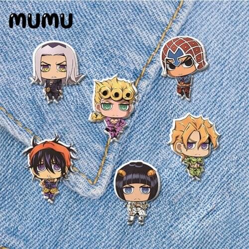 2020 New JoJos Bizarre Adventure Lapel Pin Anime Acrylic Brooch Handmade Resin Epoxy Pins Jewelry For Shirt Bag Badge