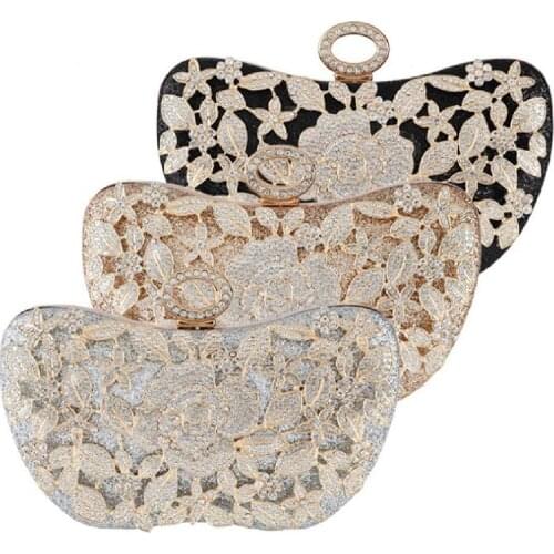 Hollow Out Diamond Inlaid Evening Bag New Diamond Inlaid Hand Holding Bride Bag Fashion Bead Embroidered Exquisite Banquet Bag