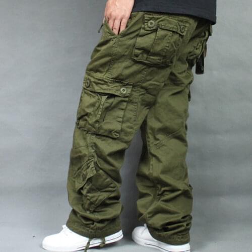 Tide Loose Plus Size 46 Cargo Pants Overalls Hip Hop Mens Cotton Trousers Hiphop Men Baggy Casual Pants Mens Bottoms Camouflage
