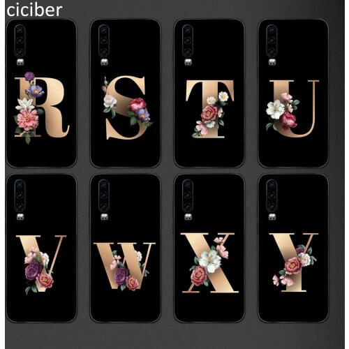 Initial Letter R S Case for Huawei P40 P30 P20 Lite Pro Mate 30 20 Lite Pro P Smart Plus 2021 2019 Honor 30 20 9X Pro Lite Cover