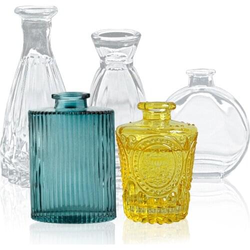 Flower Vintage Mini Textured Clear Stem Bud Plant Holder Hydroponic Living Room Multicololr Glass Vase Bottle Home Garden Deco