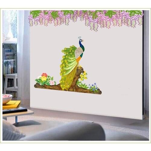 Sitting room bedroom sofa Wisteria Peacock Flower Play Crural Line Sitting Room Bedroom Tv Setting Sofa Pegatinas Student
