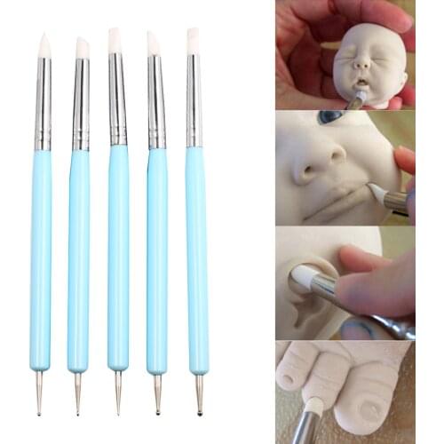 Double-Ended Dotting Set Nail Art Embossing Ceramic Modeling Tools Pottery Craft Art Silicone Clay Thermoplastic Brushes