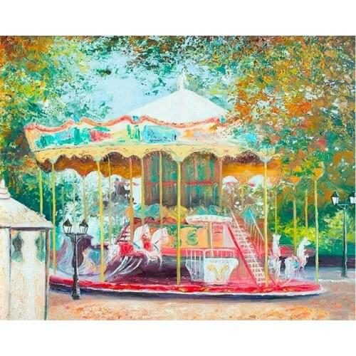 GATYZTORY 60x75cm Frameless Painting By Numbers Carousel Landscape pictures by numbers DIY For Home Decoration Gift