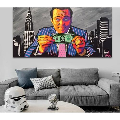 Graffiti Art Wolf of Wall Street Poster Painting Cuadros Canvas Paintings Wall Art for Living Room Home Decor (No Frame)