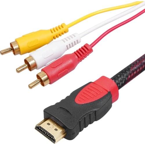 Converter Connector 1.5m Audio Video Cable Cord Adapter Video Audio Cable AV Cord Converter HDMI-compatible to RCA