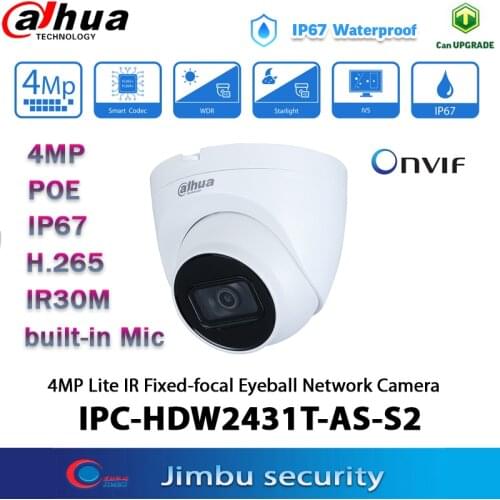 Dahua Original IPC-HDW2431T-AS-S2 4MP POE Starlight WDR IR Eyeball Network Camera sd card slot IP67 IR30M