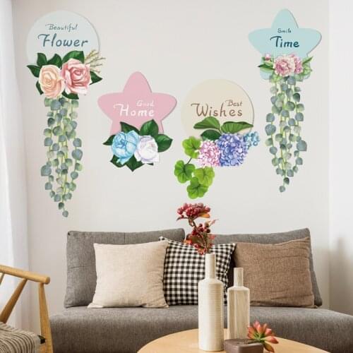 Creative Plants Decorative Wall Stickers Flowers Bedroom Living Room Decoration Teenager Room Decor Aesthetic Art Mural