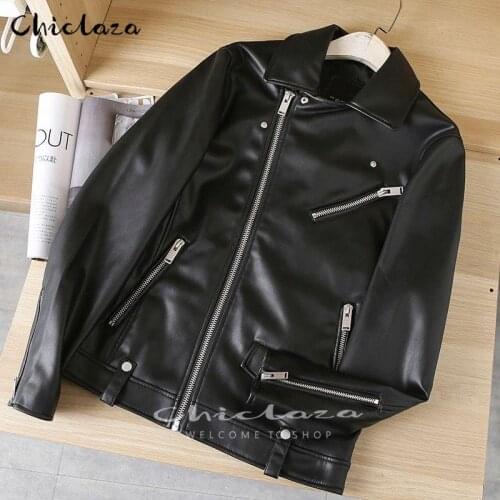 Spring Autumn Man Black Faux Leather Jacket Fashion Zipper Solid Motorcycle Coat Male