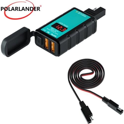 Square Dual USB Fast Charger with Switch 6-30V DC12-24V 1 Meter/1.4 Meters ZH-1422A2/ZH-1422A3 Waterproof Dual USB ABS