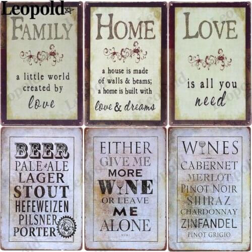 Metal Tin Plate Poster Letter Either Give Me More Wine or Leave Me Alone Plaque Bar Cafe Wall Decoration 20X30Cm
