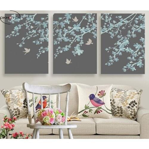 Minimalistic Fashion Branches Birds Painting Canvas Art Painting Print Poster Picture Wall Living Room Home Decoration