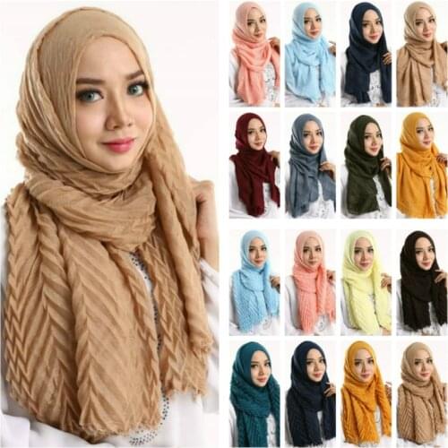 Fashion muslim ripple cotton hijab turban scarf female shawls and wraps islamic headscarf arab cotton head scarf hijab musulman