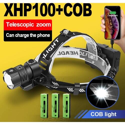 500000 LM XHP100 Powerful Led Headlamp 18650 Led Headlight Head lamp Rechargeable Head Flashlight XHP70 Fishing Head Torch Light