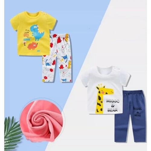 2021 New Summer Baby Boys Girls Cotton Two-piece Home Air-conditioning Suit Toddler Kids Casual Pajamas Set Childrens Clothing