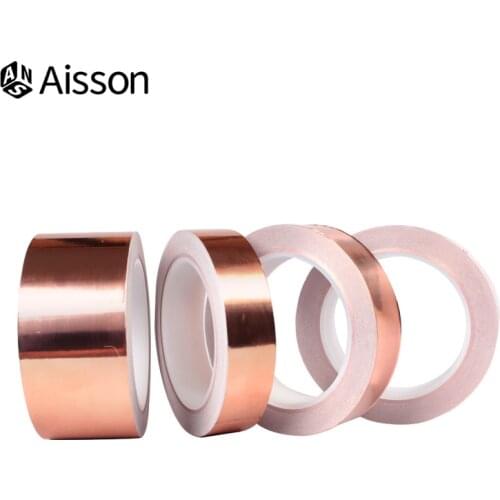 20 Meters Single-Sided Conductor Copper Foil Tape EMI Shielding Heat Resist Repair Adhesive Tape 3/5/8/10/12mm