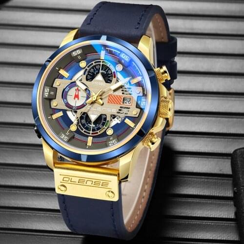 Olense Men's Watch With Leather Strap