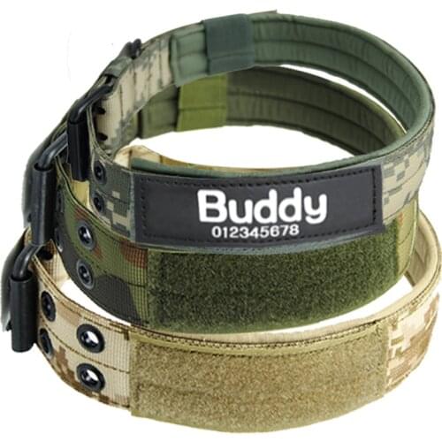 Military Tactical Custom Name Dog Collar K9 Working Durable Nylon Collar Outdoor Training Pet Dog Collars For Small Large Dogs