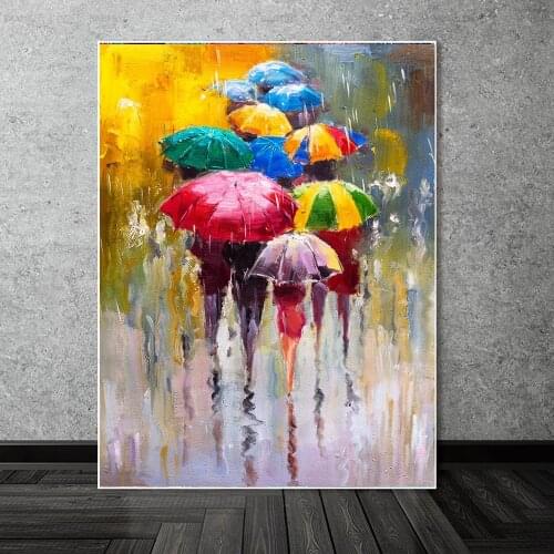 Landscape in the Rain Oil Paintings Print on Canvas Modern Portrait Canvas Art Posters and Prints Abstract Art Pictures Cuadros