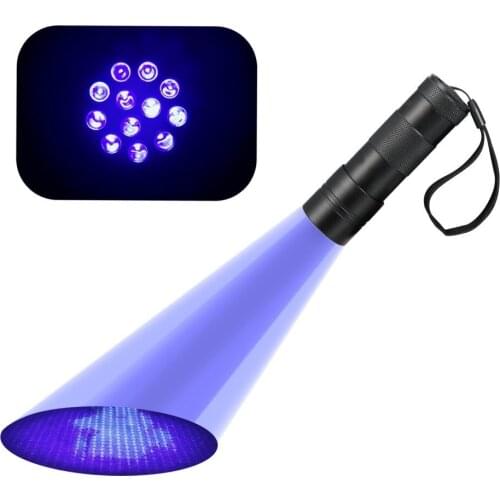 12 LED Handheld UV Flashlight Pet Urine and Stains Detector Spot Scorpions Authenticate Currency Driver License Official ID Card