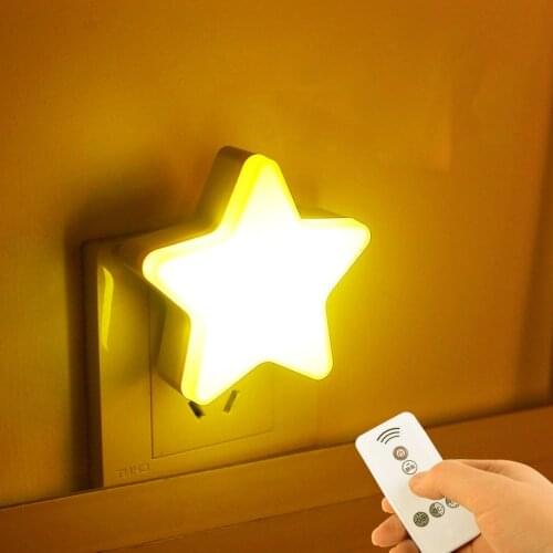 Star Shape LED Night Lights Bedside Wall Lamp Remote Sensor Control Mini Cartoons Sleeping Light Nursery Childrens Bedroom Lamp