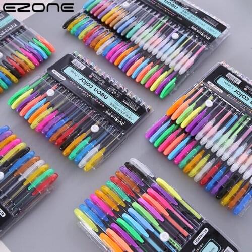 EZONE 12-48colors Highlighter Student Stationery for School 2021 Doodle Coloring Pen Kawai Beautiful Shine DIY Drawing Painting