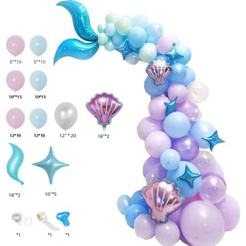 Mermaid Theme Party Decor Mermaid Tail Latex Balloon Garland Arch Kit for Wedding Girl Princess Birthday Party Decoration Ballon