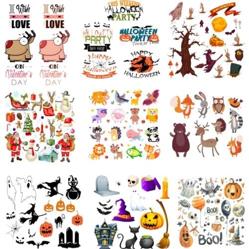 Iron on Transfer for Clothing Thermoadhesive Patches Stickers Diy Cute Patch Fusible Christmas Appliques for Clothes Stripes A
