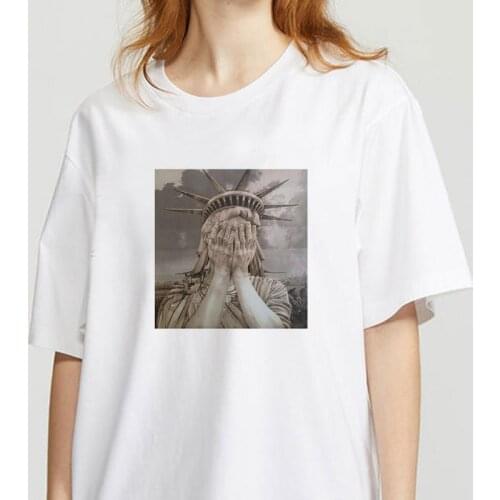 Women summer clothing 2021 New cute reindeer tshirt women Sculpture white regular Harajuku Short Sleeve Women Tee Tops