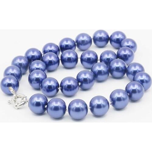 10mm South Sea Dark Blue Shell Pearl Necklace Pearl Beads Women Girls Fashion Jewelry Making Design Rope Chain Neckwear 18INCH